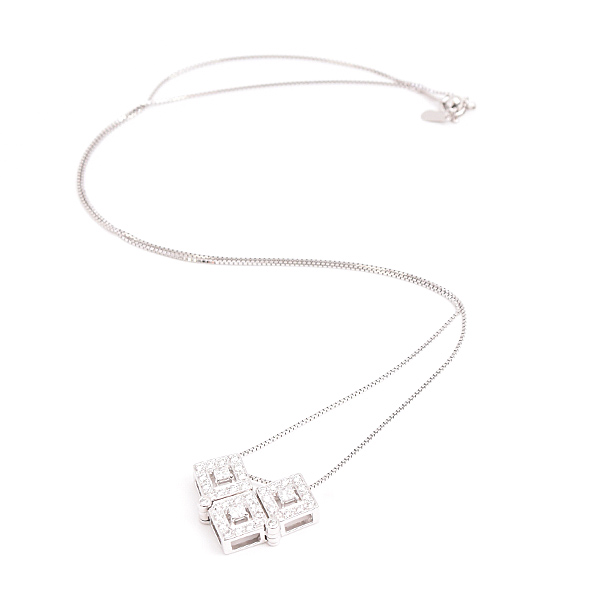 タサキ ネックレス レディース ダイヤ トリロジー 2WAY ペンダント D0.58ct ホワイトゴールド K18WG TASAKI 中古
