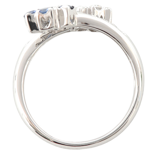 ゾッカイ リング レディース フラワーモチーフ サファイヤ×ダイヤ K18WG 実寸13号 Zoccai 中古