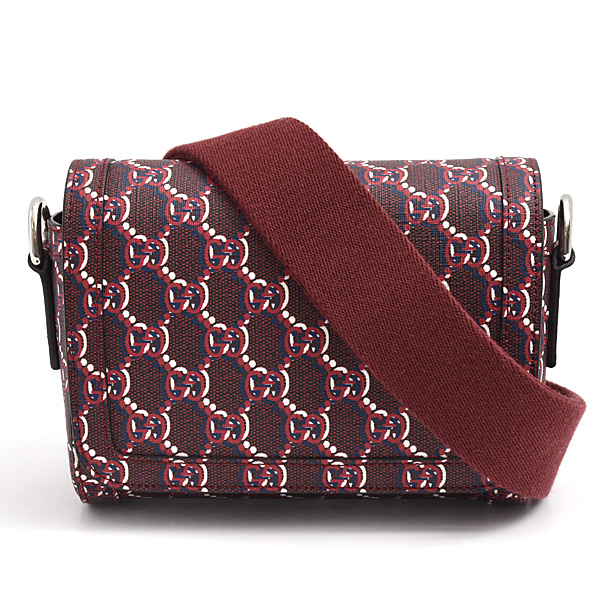 グッチ バッグ レディース GGシャドウ スーパーミニ ショルダーバッグ PVC ロッソ アンコーラ レッド系 802029 GUCCI 中古