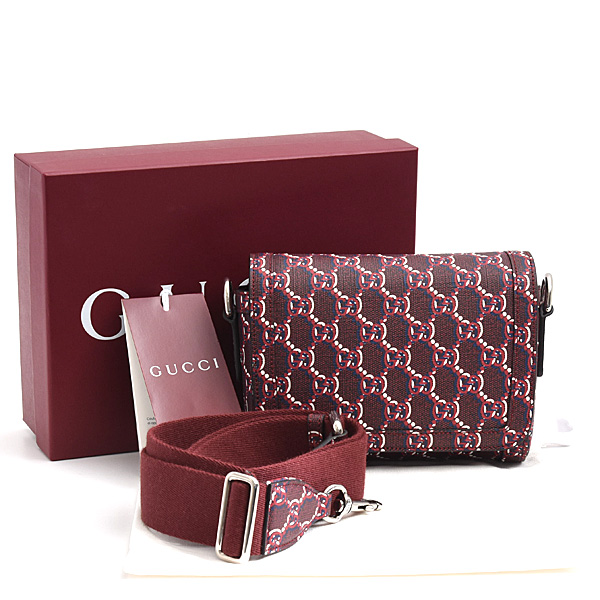 グッチ バッグ レディース GGシャドウ スーパーミニ ショルダーバッグ PVC ロッソ アンコーラ レッド系 802029 GUCCI 中古