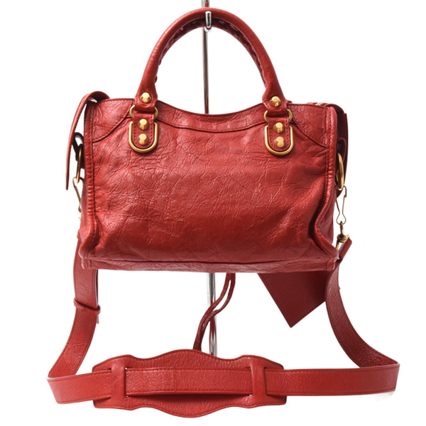 バレンシアガ バッグ レディース メンズ クラシックメタルエッジシティ ショルダーバッグ レッド レザー BALENCIAGA 390160 中古