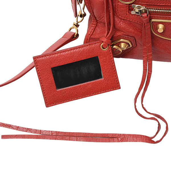 バレンシアガ バッグ レディース メンズ クラシックメタルエッジシティ ショルダーバッグ レッド レザー BALENCIAGA 390160 中古