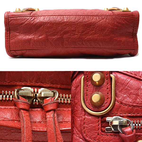 バレンシアガ バッグ レディース メンズ クラシックメタルエッジシティ ショルダーバッグ レッド レザー BALENCIAGA 390160 中古