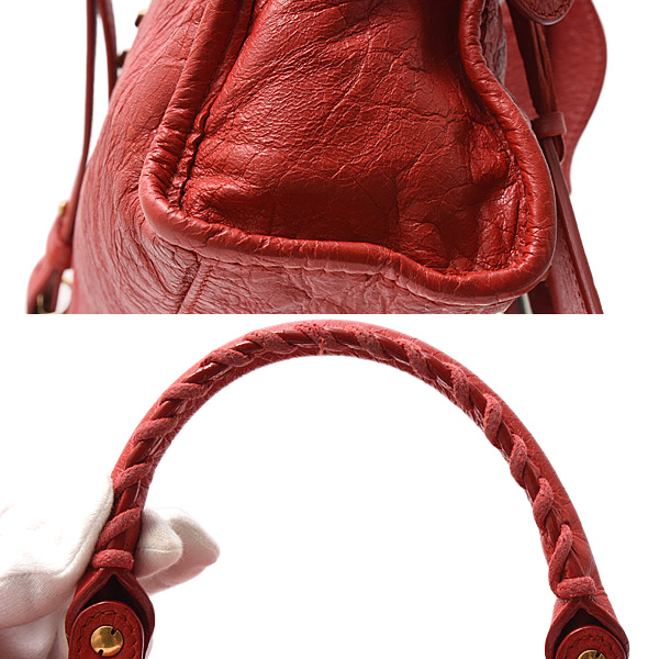 バレンシアガ バッグ レディース メンズ クラシックメタルエッジシティ ショルダーバッグ レッド レザー BALENCIAGA 390160 中古