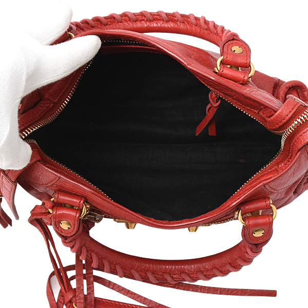 バレンシアガ バッグ レディース メンズ クラシックメタルエッジシティ ショルダーバッグ レッド レザー BALENCIAGA 390160 中古