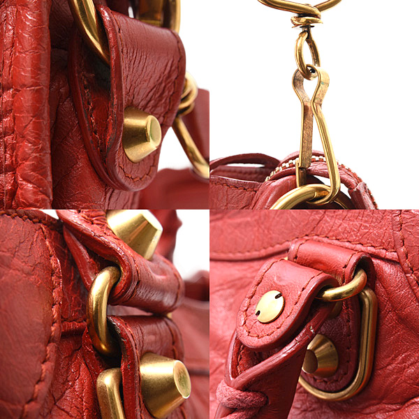 バレンシアガ バッグ レディース メンズ クラシックメタルエッジシティ ショルダーバッグ レッド レザー BALENCIAGA 390160 中古
