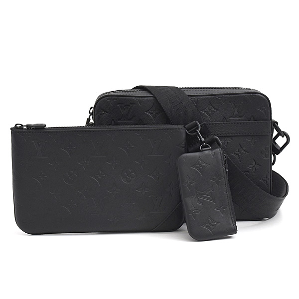 ルイヴィトン バッグ メンズ トリオメッセンジャー ショルダーバッグ モノグラムシャドウ ノワール ブラック M46602 Louis Vuitton 中古