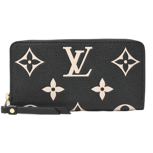 ルイヴィトン 財布 レディース メンズ モノグラムアンプラント ジッピーウォレット レザー ブラックベージュ Louis Vuitton M80481 未使用展示品