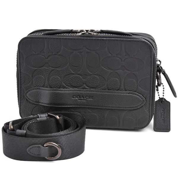 コーチ バッグ レディース メンズ チャーター クロスボディ シグネチャー レザー ブラック ショルダー クラッチ 2WAY COACH C2609 BLK 中古