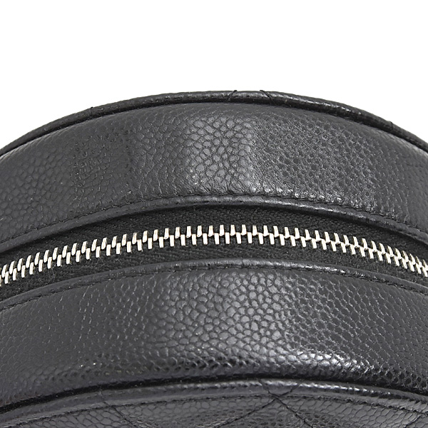 シャネル バッグ レディース マトラッセ ラウンド チェーンショルダーバッグ ポシェット キャビアスキン ブラック CHANEL AP0245 中古