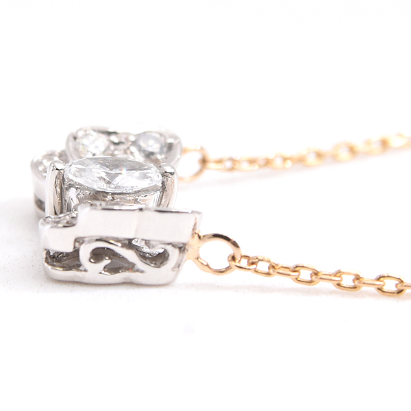 ジュエリーマキ ネックレス レディース バタフライモチーフ ダイヤ ネックレス D0.30ct プラチナ ゴールド JEWELRY MAKI PT900×K18 中古
