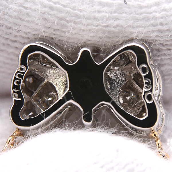 ジュエリーマキ ネックレス レディース バタフライモチーフ ダイヤ ネックレス D0.30ct プラチナ ゴールド JEWELRY MAKI PT900×K18 中古