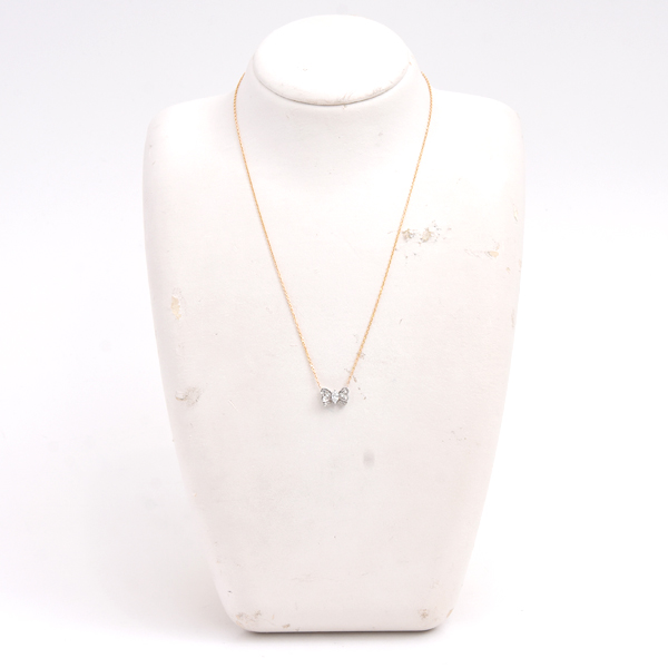 ジュエリーマキ ネックレス レディース バタフライモチーフ ダイヤ ネックレス D0.30ct プラチナ ゴールド JEWELRY MAKI PT900×K18 中古