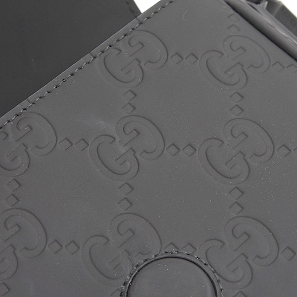 グッチ バッグ レディース メンズ GGラバーエフェクト スーパーミニバッグ ショルダーバッグ ブラック GUCCI 794062 中古