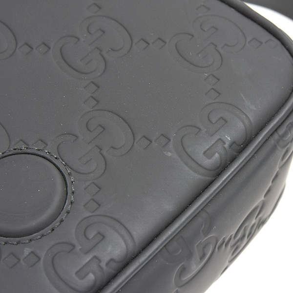 グッチ バッグ レディース メンズ GGラバーエフェクト スーパーミニバッグ ショルダーバッグ ブラック GUCCI 794062 中古