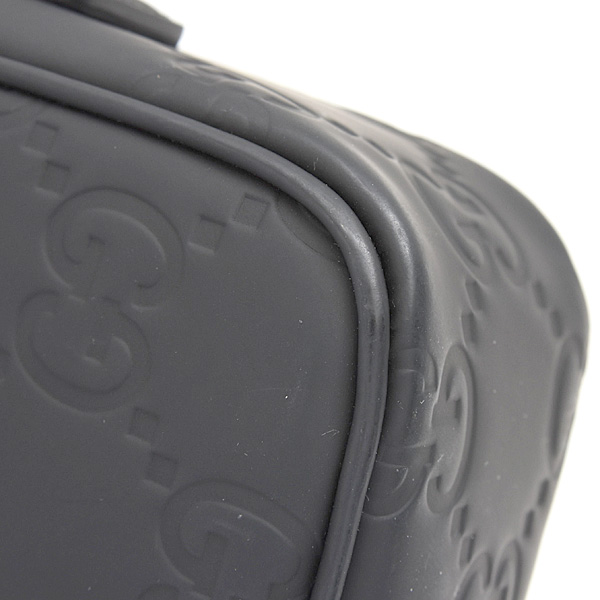 グッチ バッグ レディース メンズ GGラバーエフェクト スーパーミニバッグ ショルダーバッグ ブラック GUCCI 794062 中古