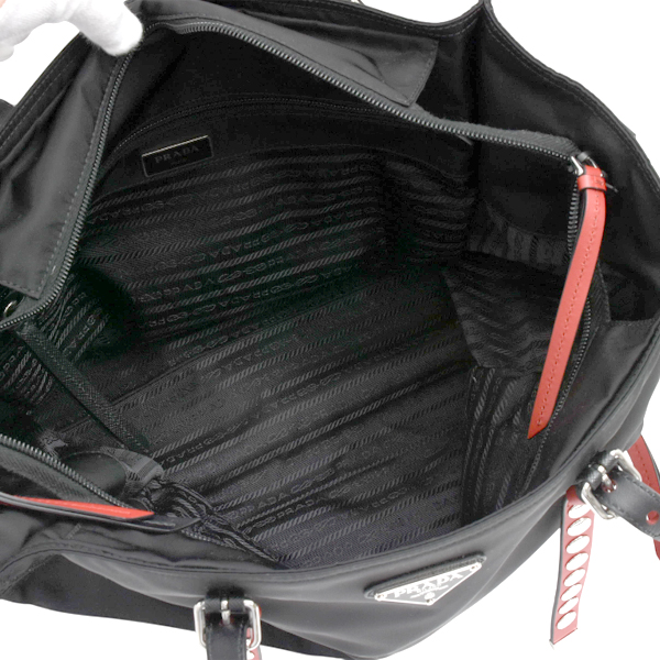 プラダ バッグ レディース メンズ 2WAY スタッズトートバッグ 三角ロゴ ナイロン ブラック ネロ 1BG260 PRADA 中古