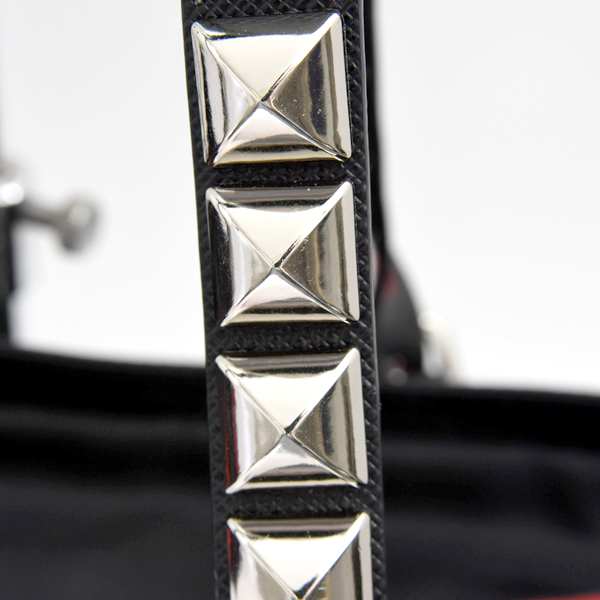 プラダ バッグ レディース メンズ 2WAY スタッズトートバッグ 三角ロゴ ナイロン ブラック ネロ 1BG260 PRADA 中古