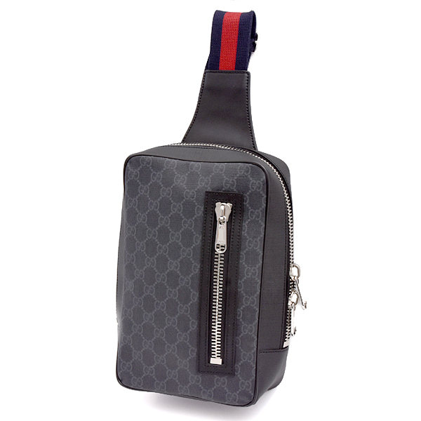 グッチ メンズ バッグ ボディバッグ ショルダーバッグ GGスプリーム ブラック グレー 478325 GUCCI 中古