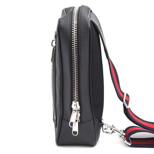 グッチ メンズ バッグ ボディバッグ ショルダーバッグ GGスプリーム ブラック グレー 478325 GUCCI 中古