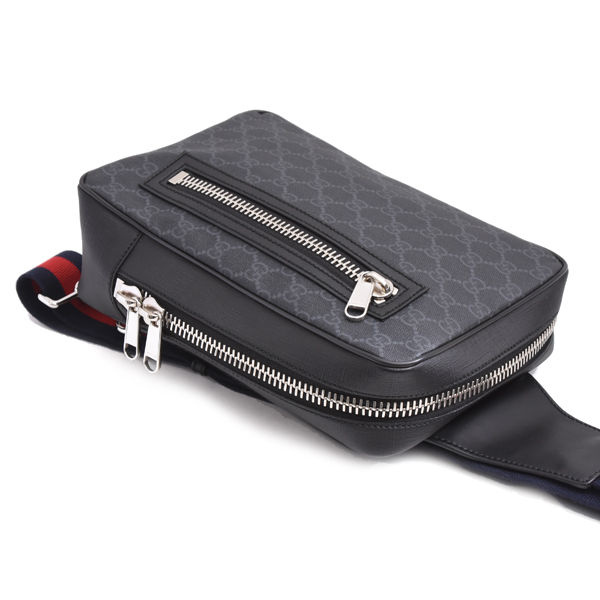 グッチ メンズ バッグ ボディバッグ ショルダーバッグ GGスプリーム ブラック グレー 478325 GUCCI 中古