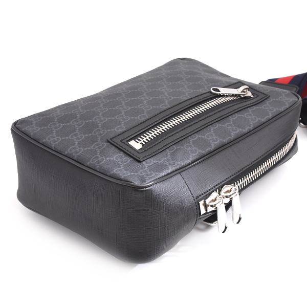 グッチ メンズ バッグ ボディバッグ ショルダーバッグ GGスプリーム ブラック グレー 478325 GUCCI 中古