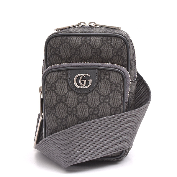 グッチ バッグ メンズ レディース GGスプリーム オフィディア ミニバッグ ボディバッグ PVC グレー ブラック GUCCI 752565 中古