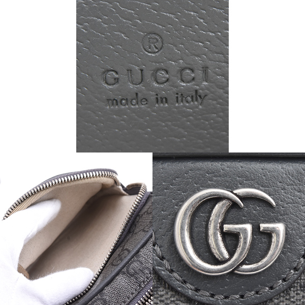 グッチ バッグ メンズ レディース GGスプリーム オフィディア ミニバッグ ボディバッグ PVC グレー ブラック GUCCI 752565 中古