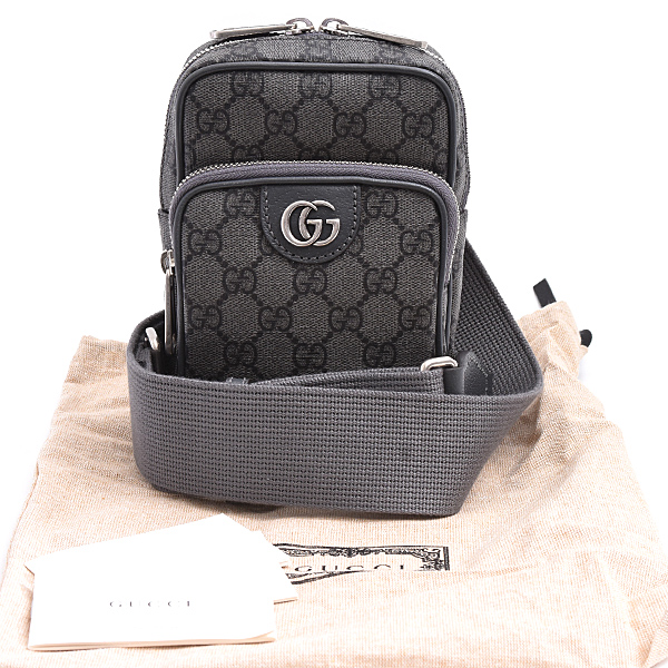 グッチ バッグ メンズ レディース GGスプリーム オフィディア ミニバッグ ボディバッグ PVC グレー ブラック GUCCI 752565 中古