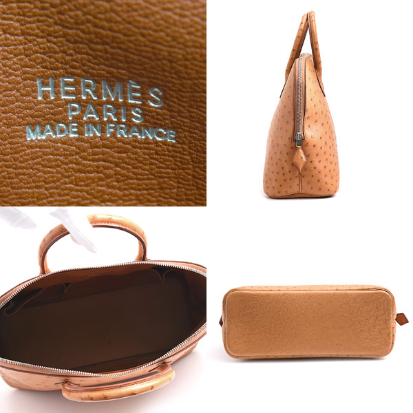 エルメス バッグ レディース ボリード 1923 30 □E刻 ハンドバッグ ブラウン系 コニャック オーストリッチ HERMES 中古