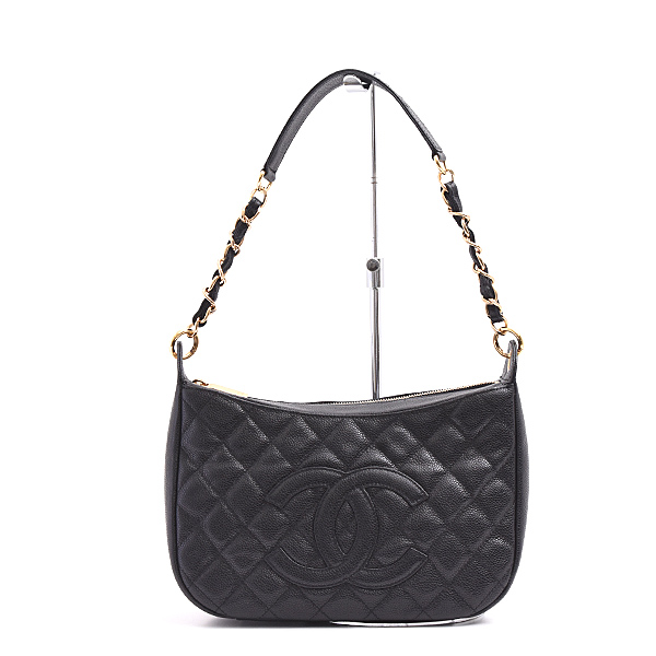 シャネル バッグ レディース マトラッセ ワンショルダー チェーンショルダー ブラック キャビアスキン CHANEL A20993 中古