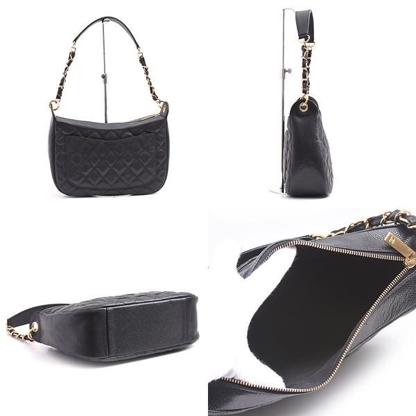 シャネル バッグ レディース マトラッセ ワンショルダー チェーンショルダー ブラック キャビアスキン CHANEL A20993 中古