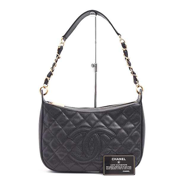 シャネル バッグ レディース マトラッセ ワンショルダー チェーンショルダー ブラック キャビアスキン CHANEL A20993 中古