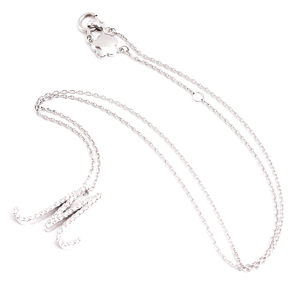 ポンテヴェキオ ネックレス レディース イニシャル M ダイヤモンド ネックレス D0.23ct ホワイトゴールド PONTE VECCHIO K18WG 中古