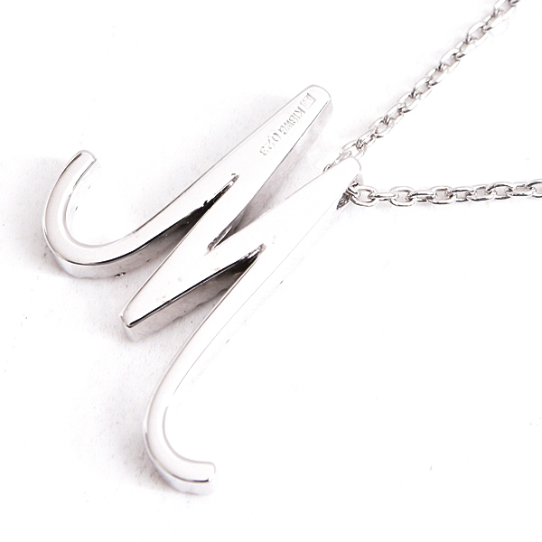 ポンテヴェキオ ネックレス レディース イニシャル M ダイヤモンド ネックレス D0.23ct ホワイトゴールド PONTE VECCHIO K18WG 中古