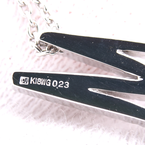 ポンテヴェキオ ネックレス レディース イニシャル M ダイヤモンド ネックレス D0.23ct ホワイトゴールド PONTE VECCHIO K18WG 中古