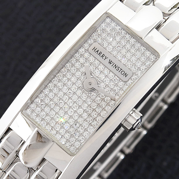 ハリーウィンストン 時計 レディース アヴェニューC ミニ 電池式 ダイヤモンド文字盤 ホワイトゴールド  HARRY WINSTON 750WG 332LQW AVCQHM16WW021 中古