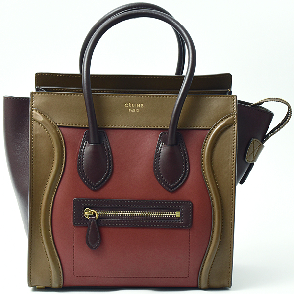 セリーヌ バッグ レディース ラゲージ マイクロショッパー ハンドバッグ トートバッグ レザー レッド系×ブラウン系 CELINE 中古