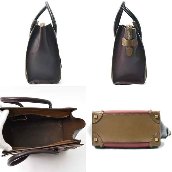 セリーヌ バッグ レディース ラゲージ マイクロショッパー ハンドバッグ トートバッグ レザー レッド系×ブラウン系 CELINE 中古