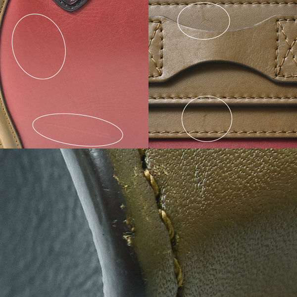 セリーヌ バッグ レディース ラゲージ マイクロショッパー ハンドバッグ トートバッグ レザー レッド系×ブラウン系 CELINE 中古