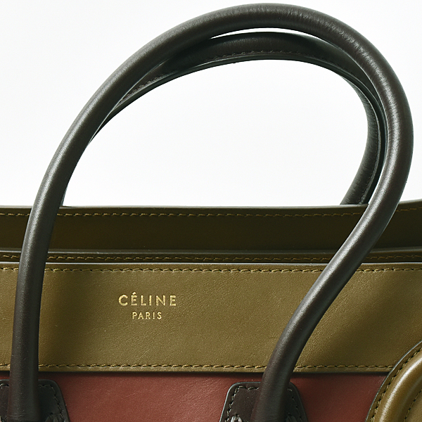 セリーヌ バッグ レディース ラゲージ マイクロショッパー ハンドバッグ トートバッグ レザー レッド系×ブラウン系 CELINE 中古