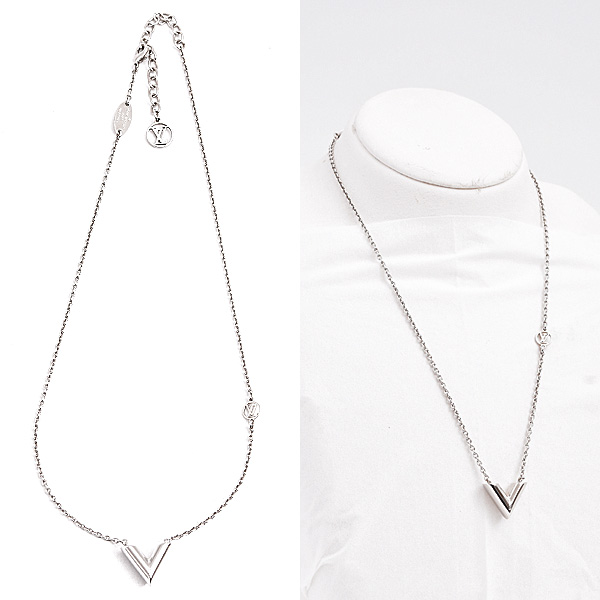 ルイヴィトン ペンダント レディース ネックレス エセンシャル V シルバーカラー Louis Vuitton M63197 GP 中古