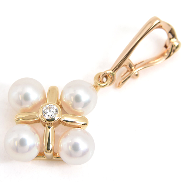 ミキモト ペンダント レディース 4Pパール ダイヤモンド ペンダント ゴールド MIKIMOTO K18 中古