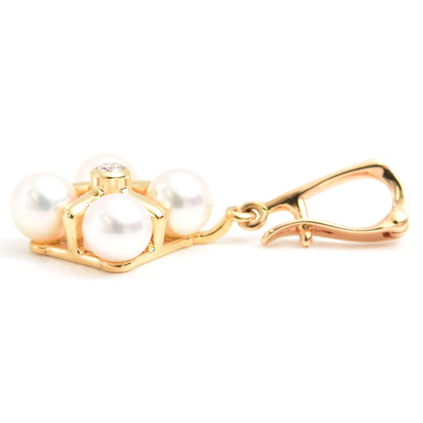 ミキモト ペンダント レディース 4Pパール ダイヤモンド ペンダント ゴールド MIKIMOTO K18 中古
