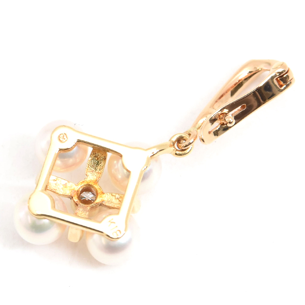 ミキモト ペンダント レディース 4Pパール ダイヤモンド ペンダント ゴールド MIKIMOTO K18 中古