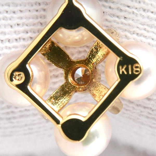 ミキモト ペンダント レディース 4Pパール ダイヤモンド ペンダント ゴールド MIKIMOTO K18 中古
