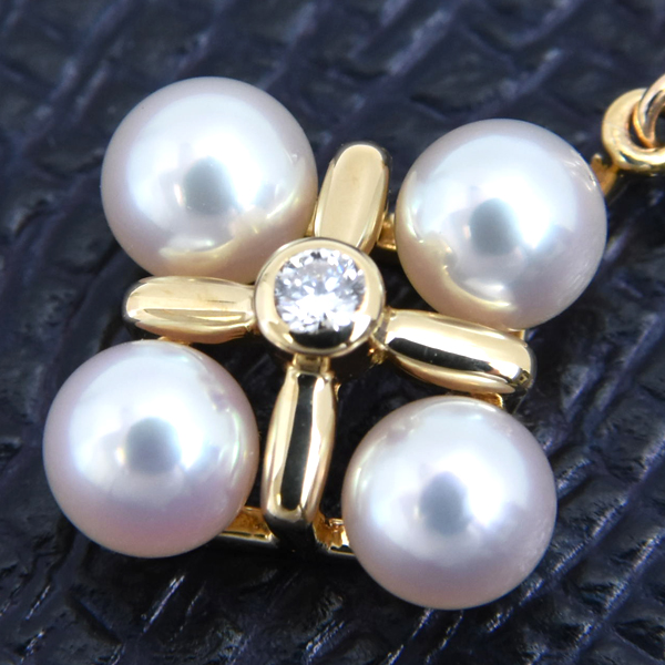 ミキモト ペンダント レディース 4Pパール ダイヤモンド ペンダント ゴールド MIKIMOTO K18 中古