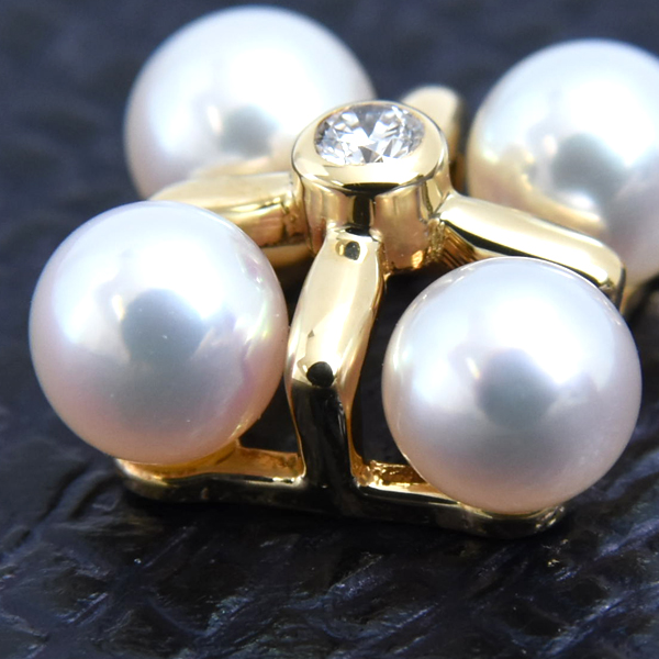 ミキモト ペンダント レディース 4Pパール ダイヤモンド ペンダント ゴールド MIKIMOTO K18 中古