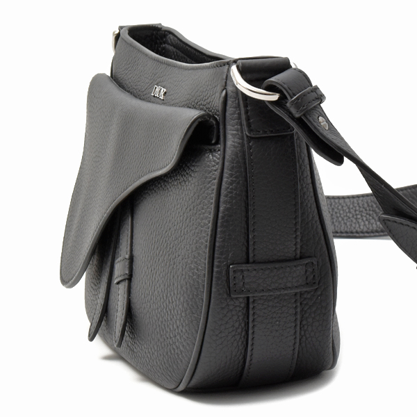 クリスチャンディオール バッグ レディース メンズ サドル ショルダーバッグ メッセンジャーバッグ グレインレザー ブラック Saddle Christian Dior 中古