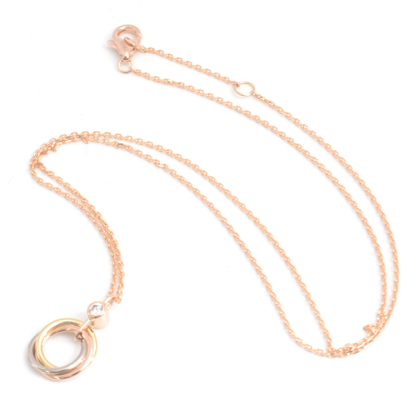カルティエ ネックレス レディース トリニティ 1Pダイヤモンド ネックレス ゴールド Cartier 750YG×WG×PG 中古